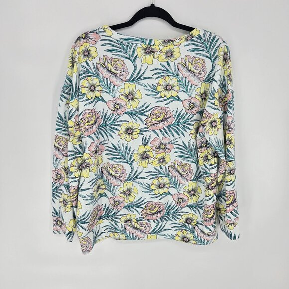 Lou and grey womens size large tropical floral terry cloth pullover sweatshirt - Picture 7 of 8